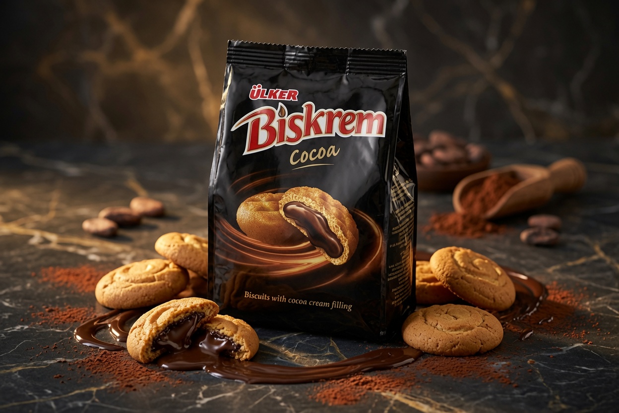 بیسکویت با مغز کرم کاکائو