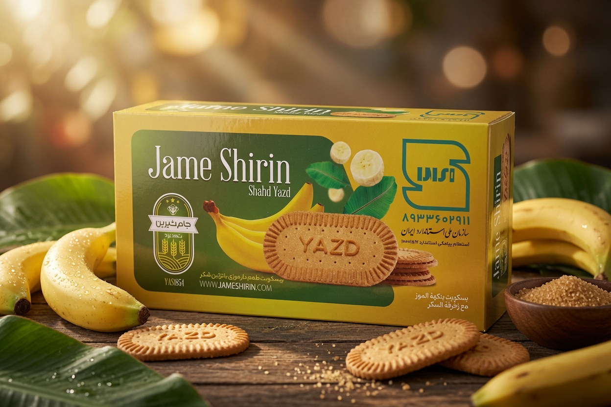 بیسکویت با طعم موز و تزیین شکر