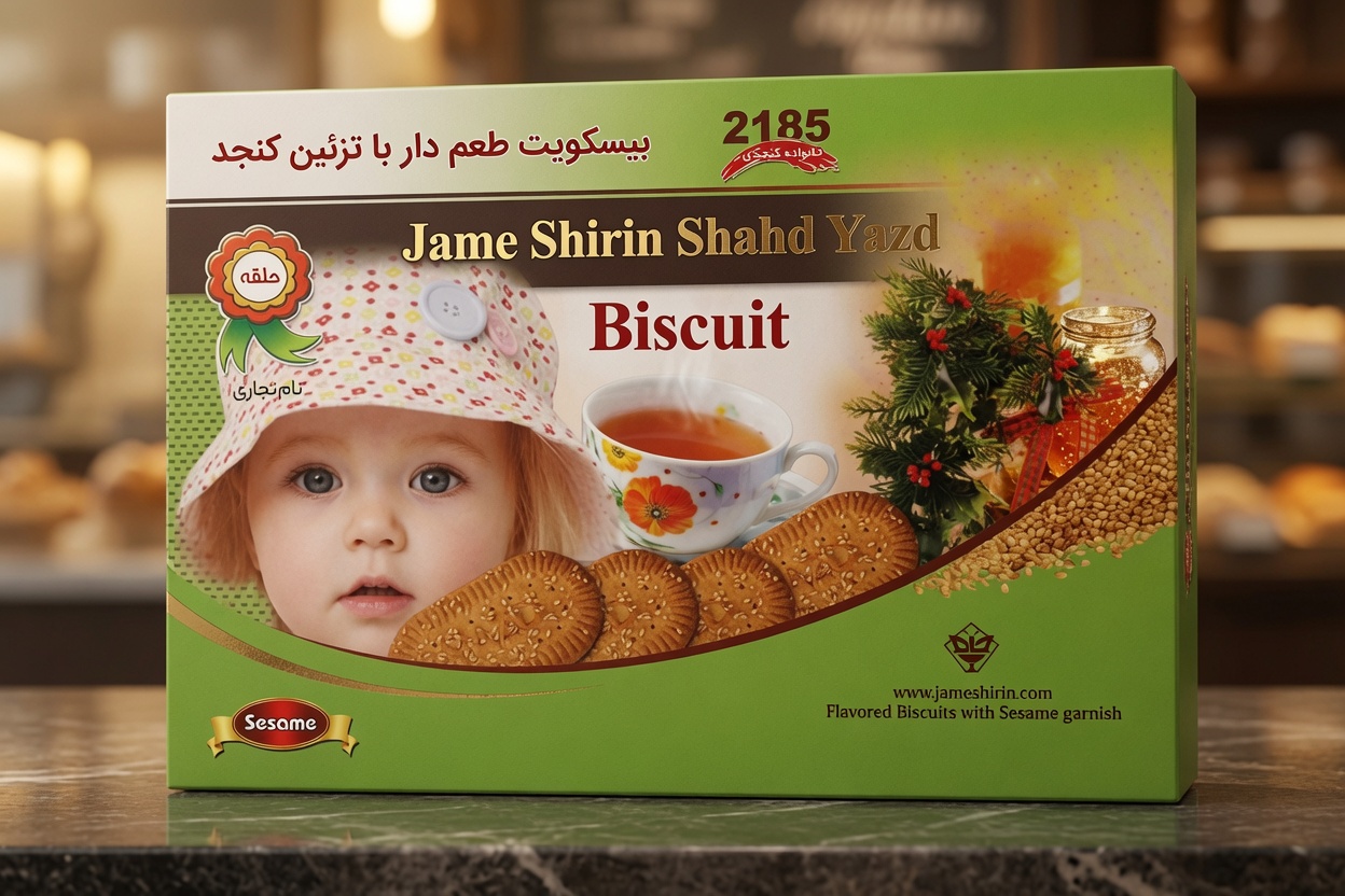 بیسکویت طعم‌دار با تزیین کنجد