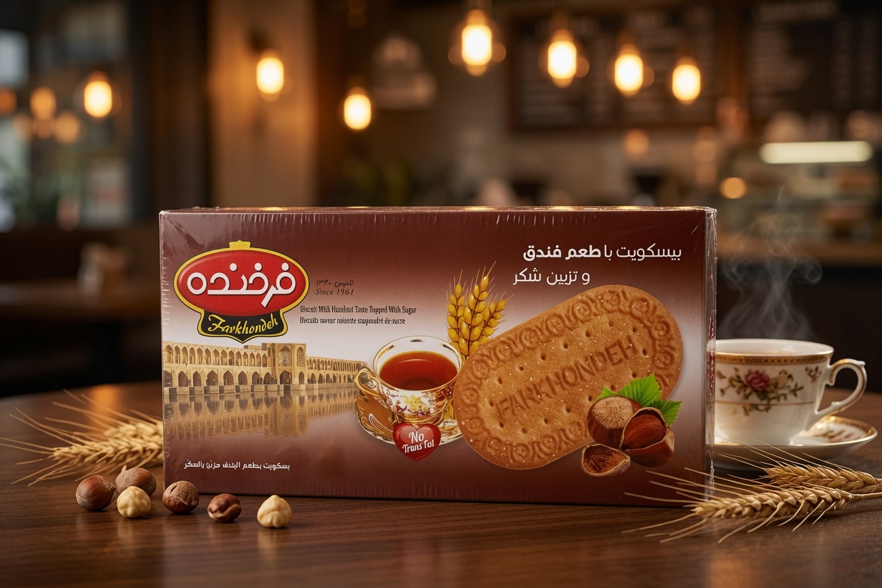 بیسکویت با طعم فندق و تزیین شکر