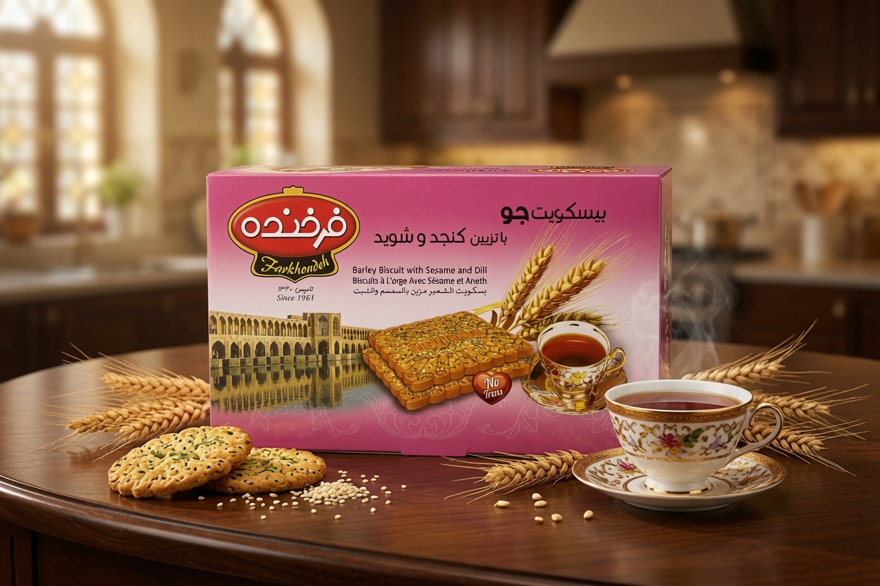 بیسکویت جو با کنجد و شوید